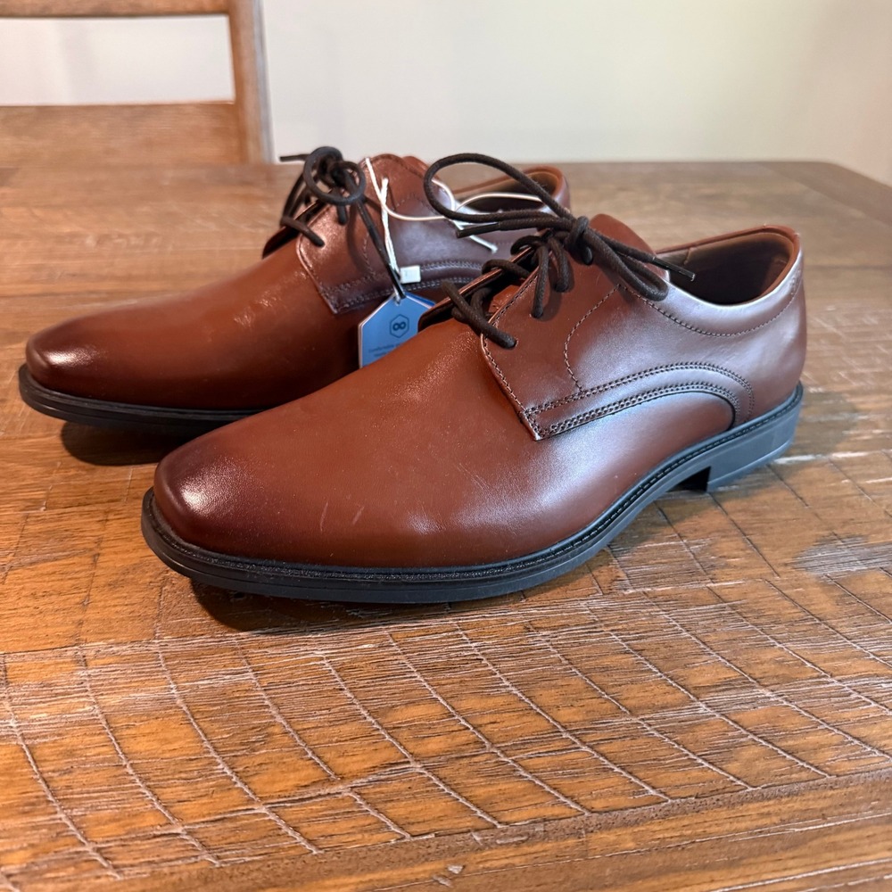 Nunn Bush Baxter PT OX Mens Cognac Leather Dress Shoes 9.5 M 81407-221